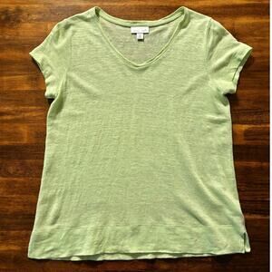 J. Jill Women's XS Petite Short Sleeve Tee 100% Linen Top V Neck Pullover